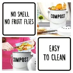 Granrosi Compost Bin Kitchen, Kitchen Compost Bin Countertop, Indoor Compost Bin, Countertop Compost Bin With Lid, 100% Rust Proof Compost Bucket W/ Non-Smell Charcoal Filters, 1.3 Gallon - White -Brabantia Shop 516n2FR3b5L