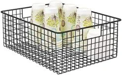 Slim Metal Wire Food Storage Organizer Basket With Handles For Organization In Kitchen Cabinets, Pantry Shelf, Bathroom, Laundry Room, Closets, Garage - Concerto Collection - Matte Black -Brabantia Shop 516ptZUG2QL. AC
