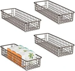 MDesign Shallow Metal Wire Basket For Storage Pantry - Kitchen Organization Basket With Handles - Bin Basket For Organizing Cabinets Or Countertop - Concerto Collection - 4 Pack - Bronze -Brabantia Shop 516v6Zhx9uL. AC