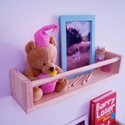 KUWZTY Wall Book Shelves For Nursery Set Of 2, Display Holder For Toys, Toiletry Essentials, Kitchen Spice Racks, Photos(Natural Wood) -Brabantia Shop 517Fet4iU5L