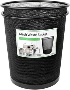Greenco Small Trash Cans For Home Or Office, 2-Pack, 4.5 Gallon Black Mesh Round Trash Cans - Desk Trash Can - Lightweight, Sturdy For Under Desk, Kitchen, Bedroom, Den, Dorm Room, Or Recycling Can