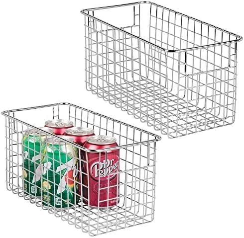 MDesign Farmhouse Decor Metal Wire Food Organizer Storage Bin Baskets With Handles For Kitchen Cabinets, Pantry, Bathroom, Laundry Room, Closets, Garage - 2 Pack - Bronze 10 MDesign Farmhouse Decor Metal Wire Food Organizer Storage Bin Baskets With Handles For Kitchen Cabinets, Pantry, Bathroom, Laundry Room, Closets, Garage - 2 Pack - Bronze - Image 10