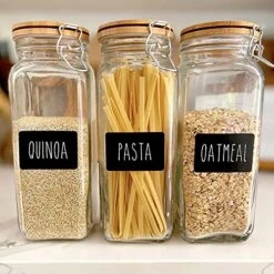 UART + PINT 134 Kitchen Pantry Labels For Containers. Preprinted Retro Handwritten Style. Black Matte Sticker White Text. Waterproof Stickers. Organization Labels For Jars Canisters & Storage Bins. -Brabantia Shop 518bXoI9QlS