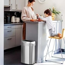 ITouchless 13 Gallon Oval Trash Can And Recycle Bin Large 12-Inch Dual-Deodorizer, Commercial Grade For Home, Restaurant, Restroom, Office, Elliptical Open Top, 13 G -Brabantia Shop 518zKRQ8VhL