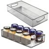 MDesign Plastic Stackable Kitchen Pantry Cabinet, Refrigerator Or Freezer Food Storage Bin With Handles - Organizer For Fruit, Yogurt, Snacks, Pasta - BPA Free, 16" Long, 2 Pack - Smoke Gray