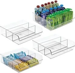 MDesign Plastic Food Storage Bin Organizer With 3 Compartments For Kitchen Cabinet, Pantry, Shelf, Drawer, Fridge, Freezer Organization - Holds Snack Bars - Ligne Collection - Clear -Brabantia Shop 519MxT8WnNL. AC