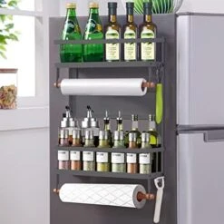 XIAPIA Magnetic Fridge Organizer Spice Rack With Paper Towel Holder And 5 Extra Hooks | 3 Tier Magnet Refrigerator Shelf In Kitchen Holds Up To 45 LBS | 16x12x4 Inch Black 16 XIAPIA Magnetic Fridge Organizer Spice Rack With Paper Towel Holder And 5 Extra Hooks | 3 Tier Magnet Refrigerator Shelf In Kitchen Holds Up To 45 LBS | 16x12x4 Inch Black -Brabantia Shop 519RsgLtEQL. AC