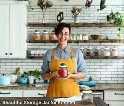 HomeyHoney 22 Oz Decorative Glass Jars With Airtight Lids, Handmade White Porcelain Peony On Lid, Decorative Glass Canisters With Airtight Lids, Glass Storage Containers With Lids For Candy Cookie -Brabantia Shop 519YMBtzSyL