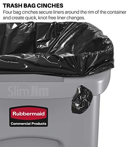Rubbermaid Commercial Products Slim Jim Plastic Rectangular Recycling Bin With Venting Channels, 23 Gallon, Blue Recycling (FG354007BLUE) 2 Rubbermaid Commercial Products Slim Jim Plastic Rectangular Recycling Bin With Venting Channels, 23 Gallon, Blue Recycling (FG354007BLUE) - Image 2