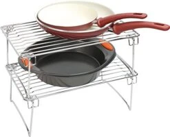 2 Pack - DecoBros Stackable Kitchen Cabinet Organizer, Chrome -Brabantia Shop 519f6v5BCfL