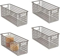 MDesign Shallow Metal Wire Basket For Storage Pantry - Kitchen Organization Basket With Handles - Bin Basket For Organizing Cabinets Or Countertop - Concerto Collection - 4 Pack - Bronze -Brabantia Shop 51AC1wifXL. AC