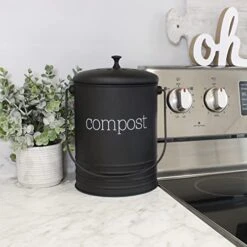 AuldHome Black Enamelware Compost Bin, Farmhouse Compost Can Set With Lid And Charcoal Filters, 1.3 Gallon -Brabantia Shop 51AJSgPavLL