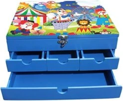 Enigmatic Woodworks Multi Drawer Wood Lotus Storage Box, Blue -Brabantia Shop 51ATuAdSpL. AC