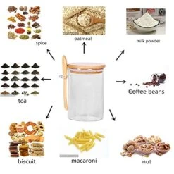 LEAVES AND TREES Y Glass Jars With Bamboo Lids And Spoon, 17 OZ Set Of 3 Small Glass Sugar Container With Wooden Lids And Scoop, Coffee Tea Jars For Loose Tea, Coffee Bar Containers -Brabantia Shop 51BA0V6nmdL