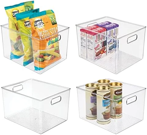 Plastic Storage Organizer Container Bin For Kitchen Organization In Pantry, Cabinet, Countertop Fridge, Refrigerator, And Freezer - Hold Food, Drink, Or Snacks, Ligne Collection, 4 Pack, Clear 12 Plastic Storage Organizer Container Bin For Kitchen Organization In Pantry, Cabinet, Countertop Fridge, Refrigerator, And Freezer - Hold Food, Drink, Or Snacks, Ligne Collection, 4 Pack, Clear - Image 12