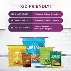 GRIPSTIC Bag Sealer - The Word's Best Reusable Chip Clips, Bag Clips. Patented. Airtight & Waterproof Seal On Food Storage Bags, Kids Snacks & More. Near Zero Waste. 12ct Variety Pack -Brabantia Shop 51BZjJvwF7L