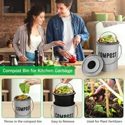 Durmmur Compost Bin Kitchen Counter, Indoor Compost Bin, Includes Inner Bucket With Sealed Ring Compost Pail, Countertop Compost Bin With Lid, Compost Bucket Compost Container, 1.0 Gallon -Brabantia Shop 51C4OZBep4L