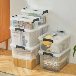Cetomo 37Qt*6 Plastic Storage Bins, Storage Box, 6 Pack, Tote Organizing Container With Durable Lids And Secure Latching Buckles, Stackable And Nestable, Clear With Black Buckle -Brabantia Shop 51CGZMC9xAL