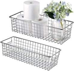 Sheechung Farmhouse Decor Metal Wire Storage Organizer Bin Basket(2 Pack) - Rustic Toilet Paper Holder - Storage Organizer For Bathroom, Kitchen Cabinets,Pantry, Laundry Room, Closets, Garage (Black) -Brabantia Shop 51D2BTTT4kL. AC