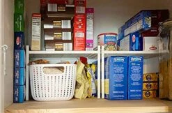 Aksipo 2 Pack Stackable Cabinet Shelf Cupboard Stand Spice Rack Pantry Shelf Kitchen Countertop Organizer Shelf, 13'' Sturdy Metal Frame Rust Resistant Nonslip Milky White -Brabantia Shop 51DF0XpcPkS