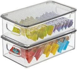 Plastic Deep Storage Bin Box Container With Lid And Built-In Handles - Organization For Fruit, Snacks, Or Food In Kitchen Pantry, Cabinet, Or Cupboard, Ligne Collection, 2 Pack, Clear/White -Brabantia Shop 51DTurhhLPL. AC