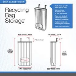 Spectrum Ashley Over The Cabinet Plastic Bag Holder (Satin Nickel Powder Coat) - Grocery & Recycling Bag Dispenser For Kitchen, Bathroom, Under Sink, Home, & Apartment Organization 11 Spectrum Ashley Over The Cabinet Plastic Bag Holder (Satin Nickel Powder Coat) - Grocery & Recycling Bag Dispenser For Kitchen, Bathroom, Under Sink, Home, & Apartment Organization -Brabantia Shop 51Dc95IbSQL