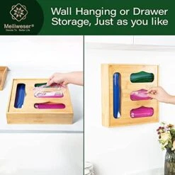 Ziplock Bag Storage Organizer For Kitchen Drawer, Openable Top Bamboo Holders, Compatible With Ziploc, Solimo, Glad, Hefty For Gallon, Quart, Sandwich & Snack Variety Size Bag (4 Slots) -Brabantia Shop 51E8KOxv3gL
