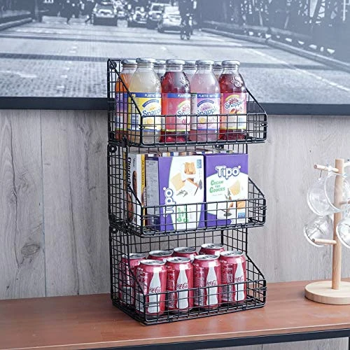 X-cosrack 3 Tier Stackable Tea Bag Organizer Large Size With 5 Hooks Metal Wire Basket Coffee Snack Rack Holder Countertop Caddy Bin Wall Mount Shelf For Office Kitchen Cabinet Pantry Patent Desgin, 11.8x7.8x22 Inch 6 X-cosrack 3 Tier Stackable Tea Bag Organizer Large Size With 5 Hooks Metal Wire Basket Coffee Snack Rack Holder Countertop Caddy Bin Wall Mount Shelf For Office Kitchen Cabinet Pantry Patent Desgin, 11.8x7.8x22 Inch - Image 6