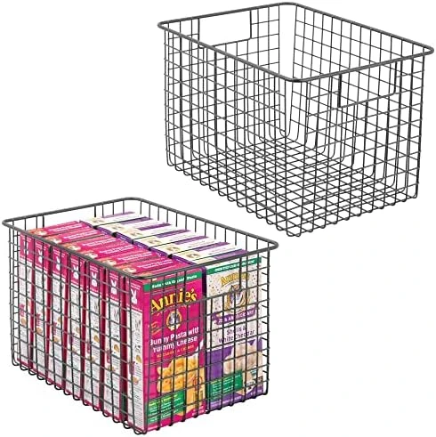 MDesign Farmhouse Decor Metal Wire Food Organizer Storage Bin Baskets With Handles For Kitchen Cabinets, Pantry, Bathroom, Laundry Room, Closets, Garage - 2 Pack - Bronze 11 MDesign Farmhouse Decor Metal Wire Food Organizer Storage Bin Baskets With Handles For Kitchen Cabinets, Pantry, Bathroom, Laundry Room, Closets, Garage - 2 Pack - Bronze - Image 11