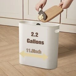 Zaaqii 2.2 Gallon Small Slim White Plastic Trash Can Narrow Covered Garbage Bin For Bathroom Laundry Home Office Kitchen Pack Of 2 -Brabantia Shop 51FfTxEzjML