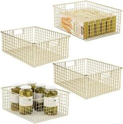 MDesign Shallow Metal Wire Basket For Storage Pantry - Kitchen Organization Basket With Handles - Bin Basket For Organizing Cabinets Or Countertop - Concerto Collection - 4 Pack - Bronze -Brabantia Shop 51GbUYZHC1L. AC