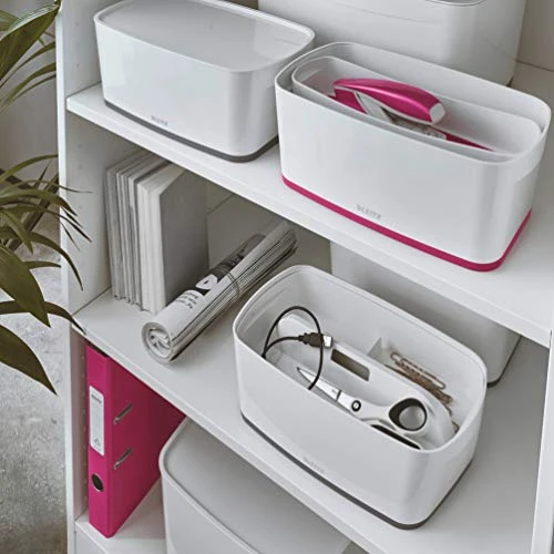 Leitz Small MyBox With Lid, Storage Box For Home And Office, High Gloss Plastic, 5 Litre, A5, White/Pink Metallic 3 Leitz Small MyBox With Lid, Storage Box For Home And Office, High Gloss Plastic, 5 Litre, A5, White/Pink Metallic - Image 3