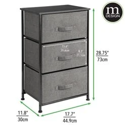 MDesign Steel Top And Frame Storage Dresser Tower Unit With 3 Removable Fabric Drawers For Bedroom, Living Room, Or Bathroom - Holds Clothes, Accessories, Lido Collection - Charcoal Gray -Brabantia Shop 51HtjHABJjL