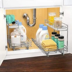 LYNK PROFESSIONAL® Slide Out Under Sink Cabinet Organizer - Lifetime Limited Warrnaty - Sliding Storage For Inside Kitchen Cabinet Or Under Sink - 11.5 In. Wide X 18 Inch Deep - Chrome -Brabantia Shop 51HuXYxVqNL