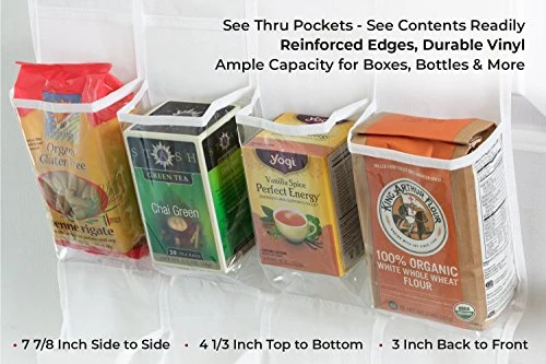 Over-The-Door Hanging White Pantry Organizer And Kitchen Storage Unit With 24 Crystal-Clear Vinyl Pockets And 3 Metal Hooks 4 Over-The-Door Hanging White Pantry Organizer And Kitchen Storage Unit With 24 Crystal-Clear Vinyl Pockets And 3 Metal Hooks - Image 4