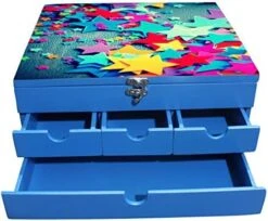 Enigmatic Woodworks Multi Drawer Wood Lotus Storage Box, Blue -Brabantia Shop 51IXwrW LxL. AC