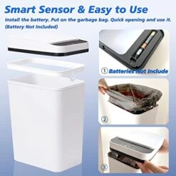 PKNOON Bathroom Trash Can Touchless 2.5 Gallon Self Sealing Trash Can Motion Sensor Trash Can Automatic Trash Cans With Lids Narrow Bedroom Garbage Bin Slim Trash Can For Bedroom Office (White) 11 PKNOON Bathroom Trash Can Touchless 2.5 Gallon Self Sealing Trash Can Motion Sensor Trash Can Automatic Trash Cans With Lids Narrow Bedroom Garbage Bin Slim Trash Can For Bedroom Office (White) -Brabantia Shop 51Ie1PHqK9L