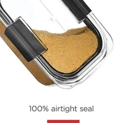 Rubbermaid Brilliance Airtight Food Storage Container For Pantry With Lid For Flour, Sugar, And Rice, 16-Cup, Clear/Grey -Brabantia Shop 51JUw53T0qS