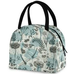 ZzWwR Vintage Butterfly Dragonfly Poppy Reusable Lunch Tote Bag With Front Pocket Insulated Thermal Cooler 0g272618160p407c442s828 0