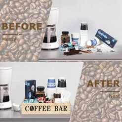 UTSAULT Coffee Station Organizer, Wood Coffee Bar Organizer Coffee Station Organizer For Countertop, Farmhouse Coffee Bar Accessories K Cup Organizer With Handle -Brabantia Shop 51KPj3nIUKL