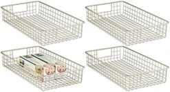 MDesign Shallow Metal Wire Basket For Storage Pantry - Kitchen Organization Basket With Handles - Bin Basket For Organizing Cabinets Or Countertop - Concerto Collection - 4 Pack - Bronze -Brabantia Shop 51L W2nEgZL. AC