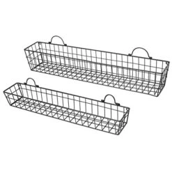 Country Rustic Wall Mounted Black Metal Wire Storage Baskets Display Racks, Set Of 2 -Brabantia Shop 51LBm7mXUZL