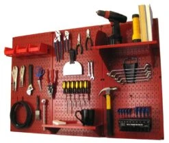 Pegboard Organizer Wall Control 4 Ft. Metal Pegboard Standard Tool Storage Kit With Red Toolboard And Red Accessories