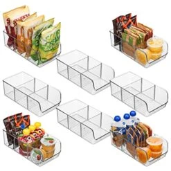 Plastic Pantry Organization And Storage Bins With Dividers – Perfect Kitchen Organization Or Kitchen Storage – Fridge Organizer, Refrigerator Organizer Bins, Cabinet Organizers