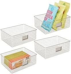 Square Steel Wired Storage Organizer Bin Baskets With Label Slot For Kitchen Pantry, Cabinet, Organizing Holder For Food, Drinks, Snacks, Produce, Omaha Collection, 4 Pack, Matte Black -Brabantia Shop 51LtGouaOdL. AC