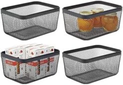 MDesign Steel Food Storage Organizer Bin Mesh Basket, Space Saving For Kitchen Cabinets, Countertop, Pantry, Fridge, Freezer Organization, Canned Food, Sugar, Flour, Meshi Collection - 2 Pack - Black -Brabantia Shop 51LuVDq1sbL. AC
