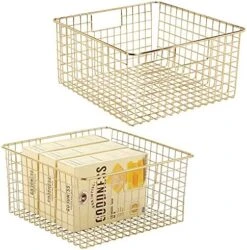 MDesign Farmhouse Decor Metal Wire Food Organizer Storage Bin Baskets With Handles For Kitchen Cabinets, Pantry, Bathroom, Laundry Room, Closets, Garage - 2 Pack - Bronze 26 MDesign Farmhouse Decor Metal Wire Food Organizer Storage Bin Baskets With Handles For Kitchen Cabinets, Pantry, Bathroom, Laundry Room, Closets, Garage - 2 Pack - Bronze -Brabantia Shop 51MbLqdkOvL. AC