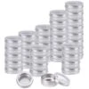Foraineam 40 Pack 2 Ounce Round Tin Cans Metal Empty Tins Silver Aluminum Kitchen Office Travel Storage Containers With Clear Screw Top Lids