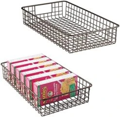 MDesign Metal Wire Food Storage Basket Organizer With Handles For Organizing Kitchen Cabinets, Pantry Shelf, Bathroom, Laundry Room, Closets, Garage - Concerto Collection - 2 Pack - Black -Brabantia Shop 51NWHXClOUL. AC