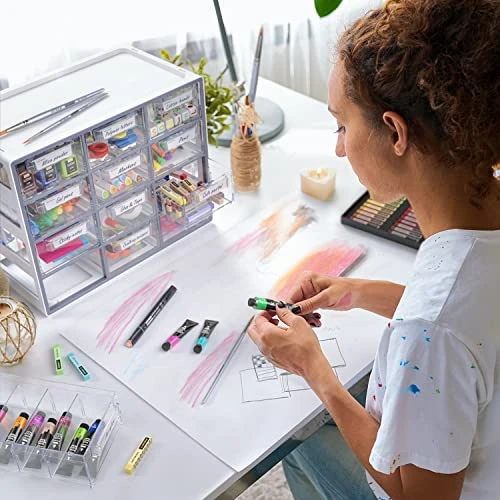 Arteza Desk Drawer Organizer, Multipurpose 12-Drawer Cabinet For Makeup Storage, Tools, And Art Supplies, 9.21in X 16.22in X 12.79in 2 Arteza Desk Drawer Organizer, Multipurpose 12-Drawer Cabinet For Makeup Storage, Tools, And Art Supplies, 9.21in X 16.22in X 12.79in - Image 2